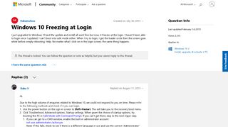 Windows 10 Freezing at Login - Microsoft Community