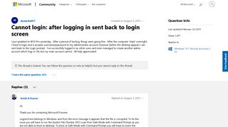 Cannot login: after logging in sent back to login screen ...