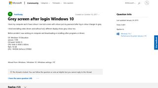 Grey screen after login Windows 10 - Microsoft Community
