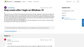 Grey screen after I login on Windows 10 - Microsoft Community