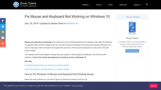 Fix Mouse and Keyboard Not Working on Windows 10 | Driver Talent