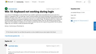Win 10: Keyboard not working during login - Microsoft Community