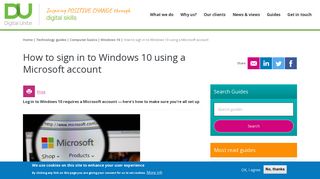 How to sign in to Windows 10 using a Microsoft account | Digital Unite