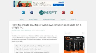 How to create multiple Windows 10 user accounts on a single PC ...