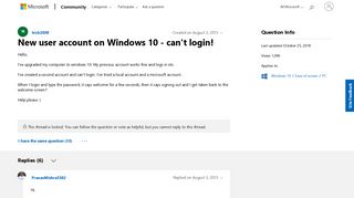 New user account on Windows 10 - can't login! - Microsoft Community