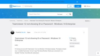 Teamviewer 12 not showing ID or Password - Windows 10 Enterprise ...