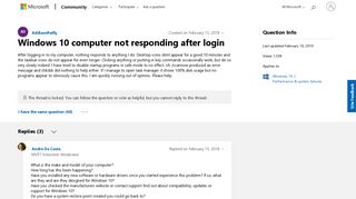 Windows 10 computer not responding after login - Microsoft Community