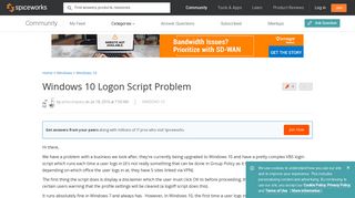 Windows 10 Logon Script Problem - Spiceworks Community