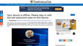 Your device is offline. Please sign in with the last ... - The Windows Club
