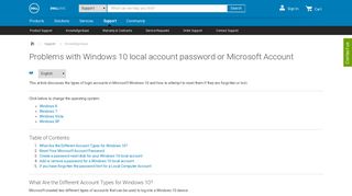Problems with Windows 10 local account password or Microsoft ... - Dell