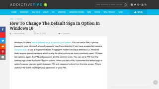 How To Change The Default Sign In Option In Windows 10