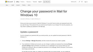Change your password in Mail for Windows 10 - Office Support