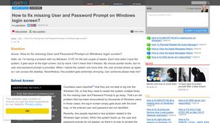 How to fix missing User and Password Prompt on Windows login ...