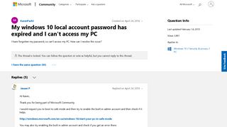 My windows 10 local account password has expired and I can't ...