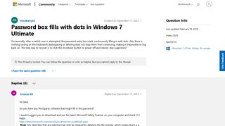 Password box fills with dots in Windows 7 Ultimate - Microsoft ...