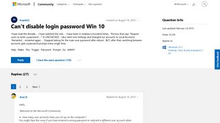 Can't disable login password Win 10 - Microsoft Community