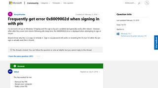 Frequently get error 0x8009002d when signing in with pin ...