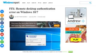 FIX: Remote desktop authentication errors on Windows 10/7