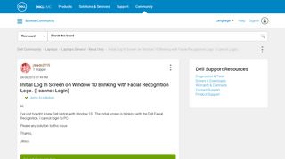 Solved: Initial Log In Screen on Window 10 Blinking with Facial ... - Dell