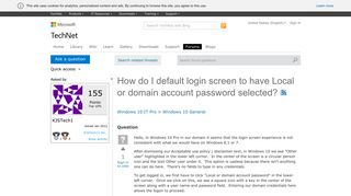 How do I default login screen to have Local or domain account ...