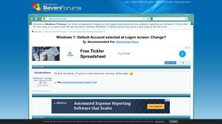 Default Account selected at Logon screen- Change? - Page 2 ...