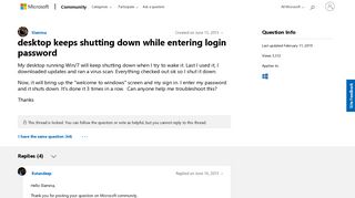desktop keeps shutting down while entering login password ...