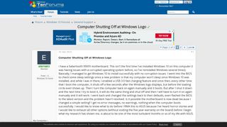 Computer Shutting Off at Windows Logo Solved - Windows 10 Forums