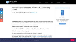 How to Fix Slow Boot after Windows 10 Anniversary Update | Driver ...