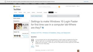 Settings to make Windows 10 Login Faster for first time use in a ...