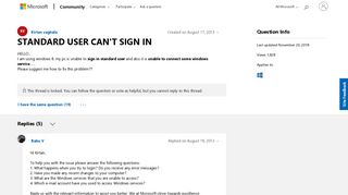 STANDARD USER CAN'T SIGN IN - Microsoft Community