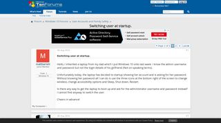 Switching user at startup. - Windows 10 Forums