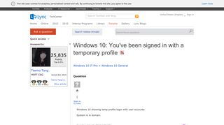 Windows 10: You've been signed in with a temporary profile - Microsoft