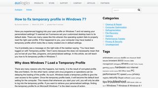 How to resolve temporary profile issues in Win 7? - Auslogics