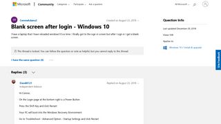 Blank screen after login - Windows 10 - Microsoft Community