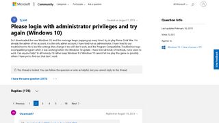 Please login with administrator privileges and try again (Windows ...