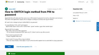 How to SWITCH login method from PIN to password - Microsoft Community