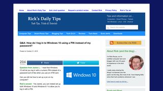 Q&A: How do I log in to Windows 10 using a PIN instead of my ...