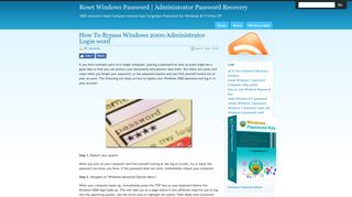 How To Bypass Windows 2000 Administrator Login word