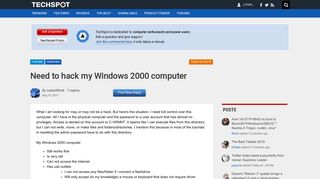 Need to hack my Windows 2000 computer - TechSpot Forums