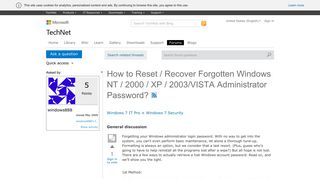 How to Reset / Recover Forgotten Windows NT / 2000 / XP / 2003 ...