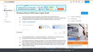 Windows Server 2003 User Logon Audit - Stack Overflow
