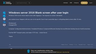Windows server 2016 Blank screen after user login - Experts Exchange