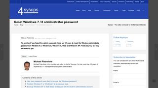 Reset Windows 7 / 8 administrator password – 4sysops