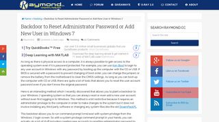 Backdoor to Reset Administrator Password or Add New User in ...