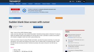 Sudden blank blue screen with cursor - TechSpot Forums