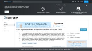 Can't login to domain as Administrator on Windows 7 Pro - Super User