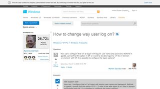 How to change way user log on? - Microsoft