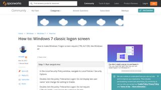 Windows 7 classic logon screen - Spiceworks