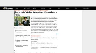 How to Make Window Authenticate Wireless Prior to Logon | Chron.com
