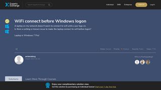 WiFi connect before Windows logon - Experts Exchange